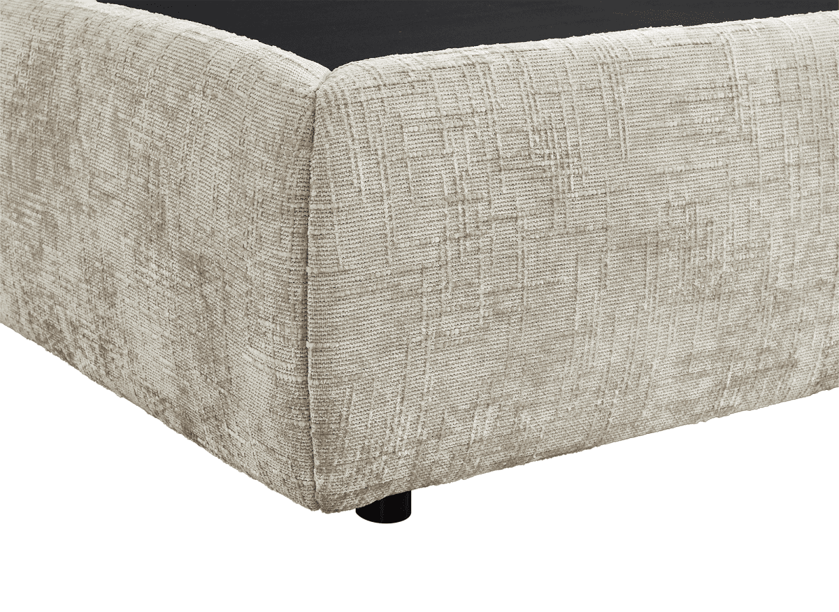 Lit coffre en velours chiné taupe 140x190 cm MELY - DécoInParis