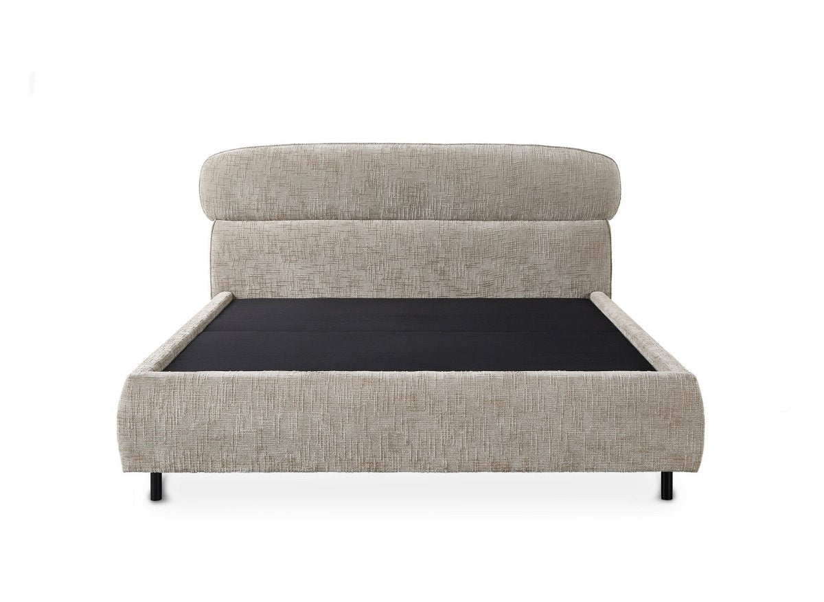 Lit coffre en velours chiné taupe 140x190cm MELO - DécoInParis