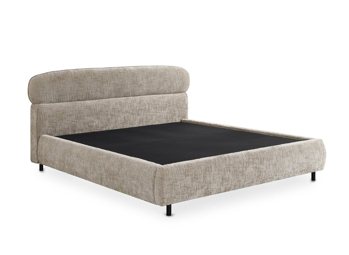 Lit coffre en velours chiné taupe 140x190cm MELO - DécoInParis