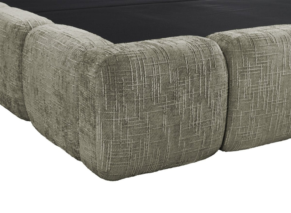 Lit coffre en velours chiné vert olive 160x200 cm BUBBLE - DécoInParis