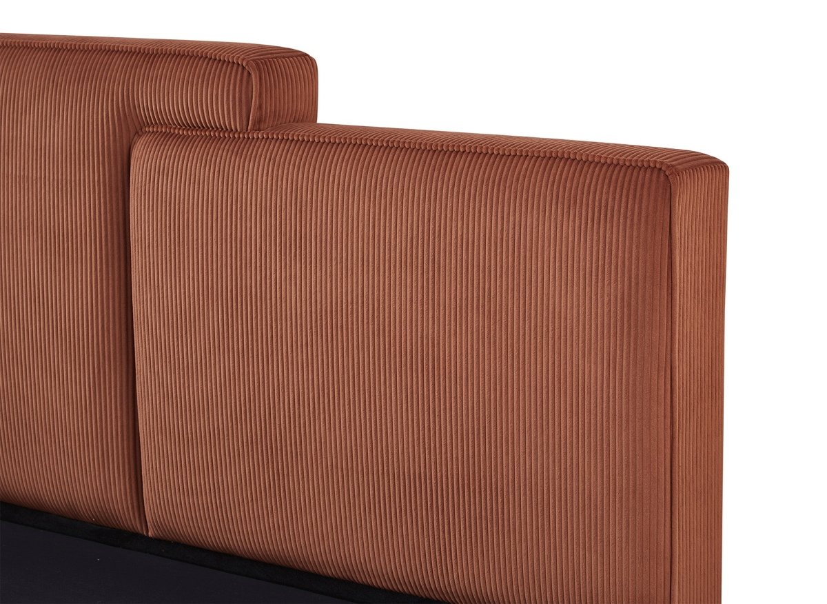 Lit coffre en velours côtelé terracotta 180x200 cm ZELIA - DécoInParis