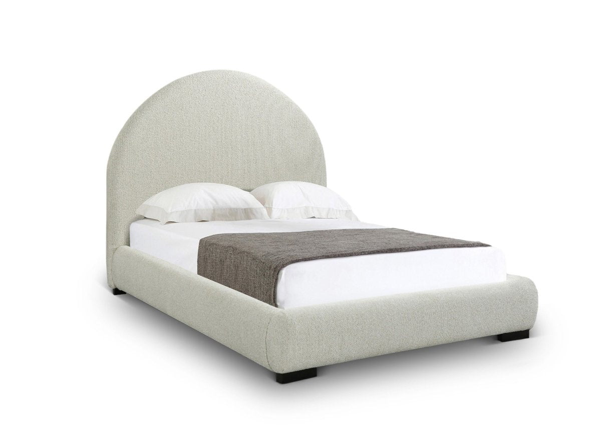 Lit double effet peau de mouton blanc écru NAMY 180 x 200 cm - DécoInParis