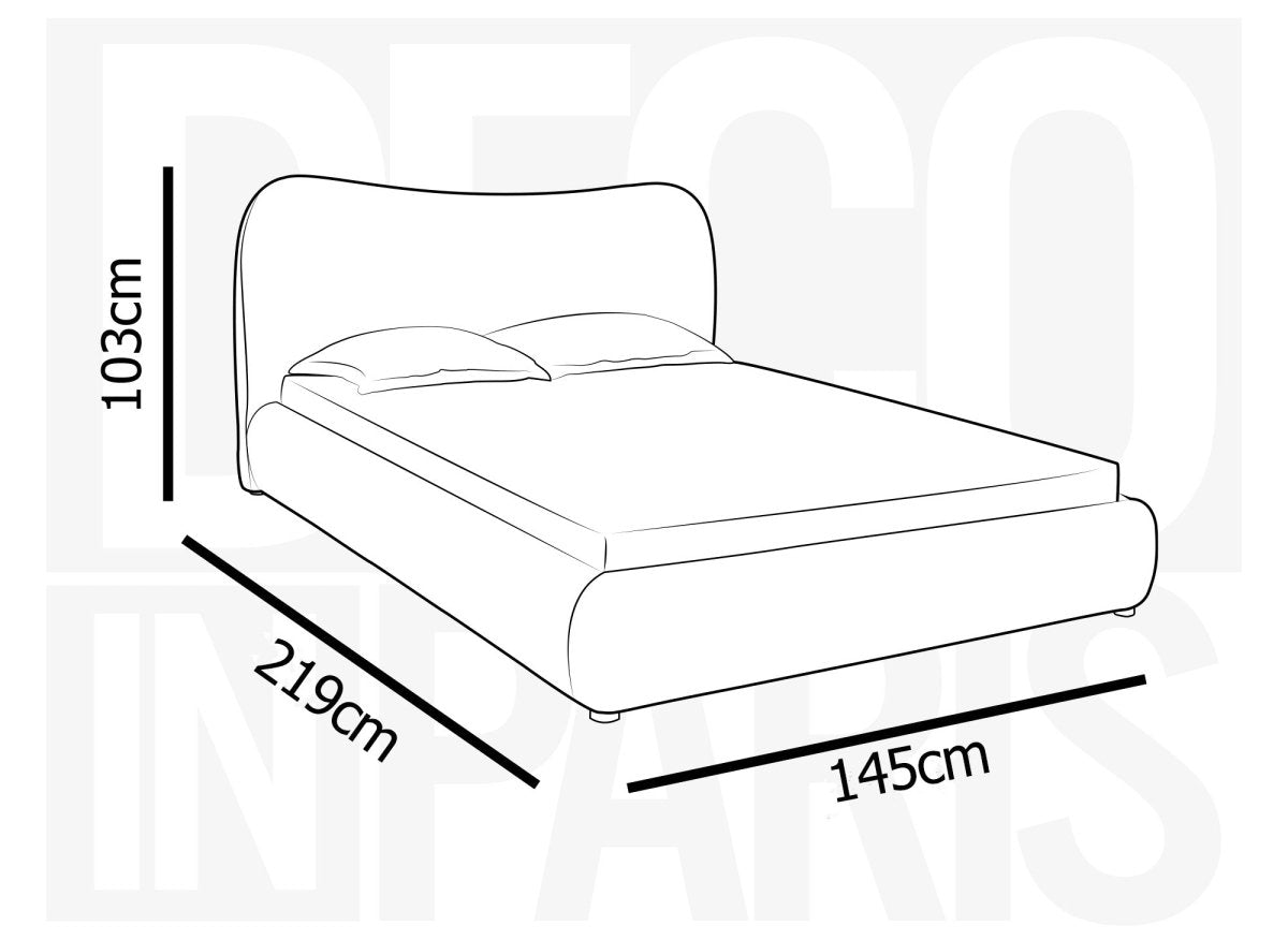 Lit double effet peau de mouton blanc écru PAMELA 140 x 190 cm - DécoInParis