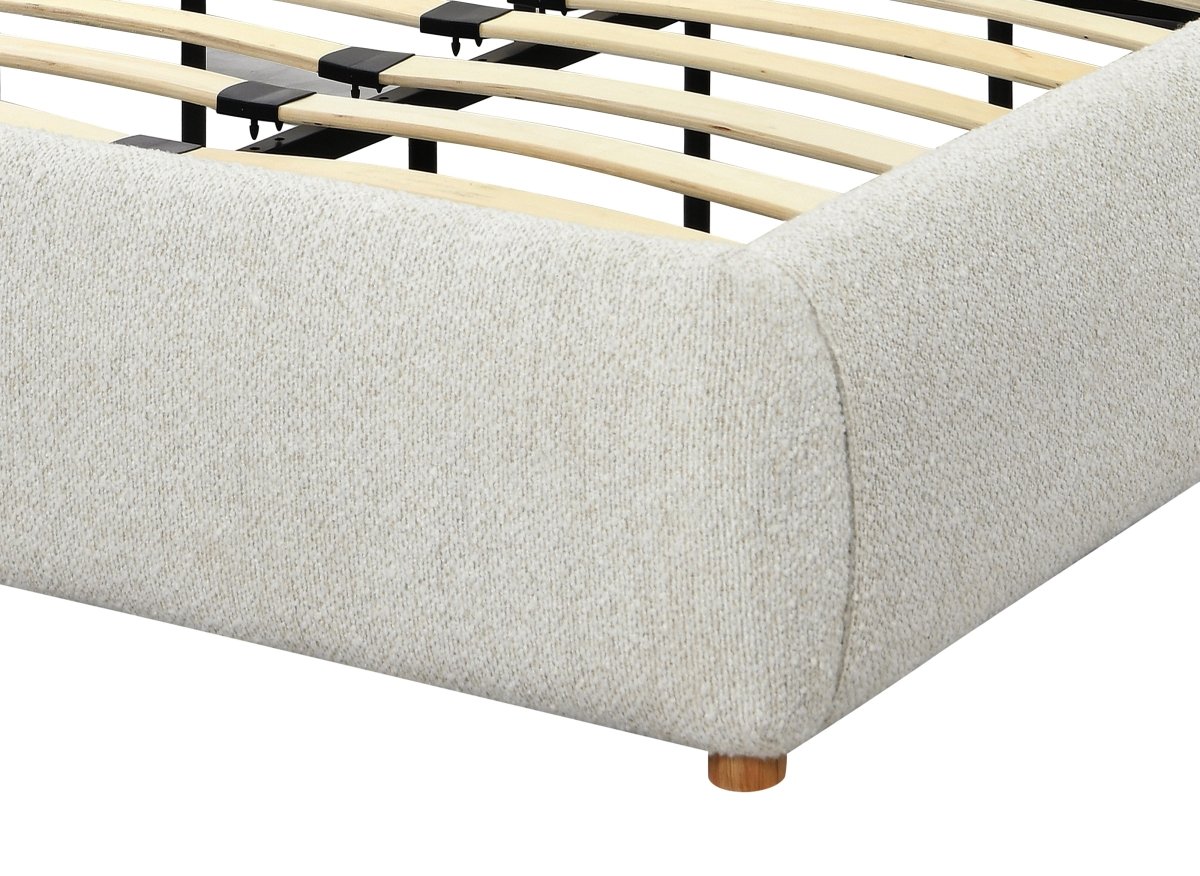 Lit double effet peau de mouton blanc écru PAMELA 140 x 190 cm - DécoInParis