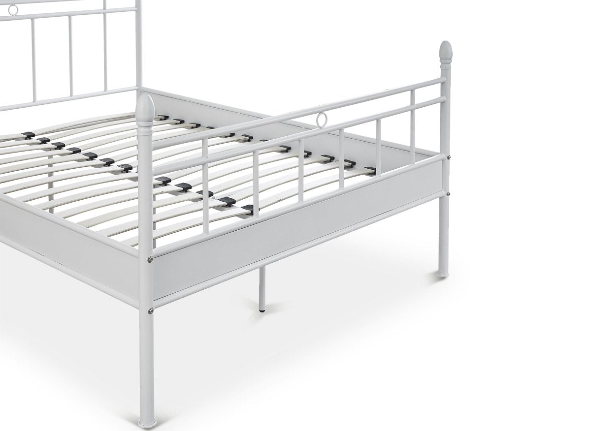 Lit double en métal blanc KADY 140 x 190 cm - DécoInParis