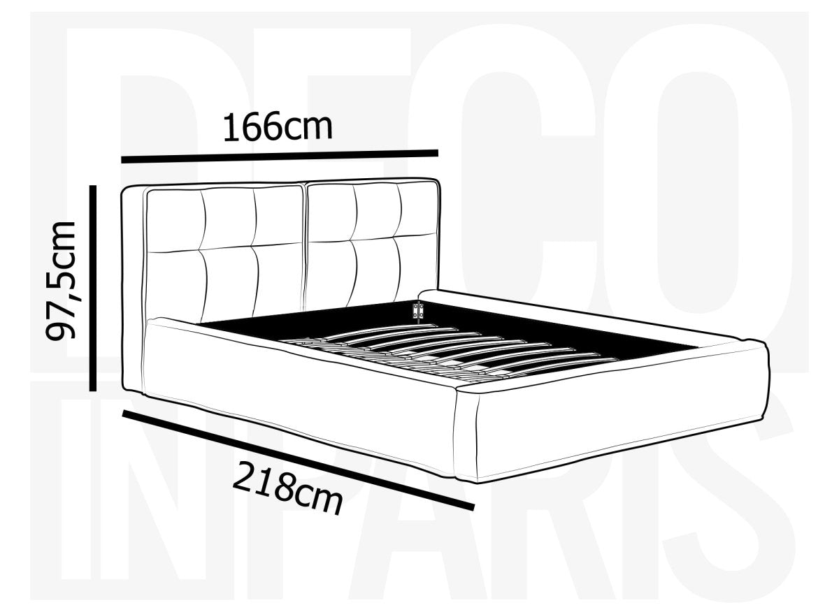 Lit double en tissu bouclette beige 140x190 cm YUNA - DécoInParis