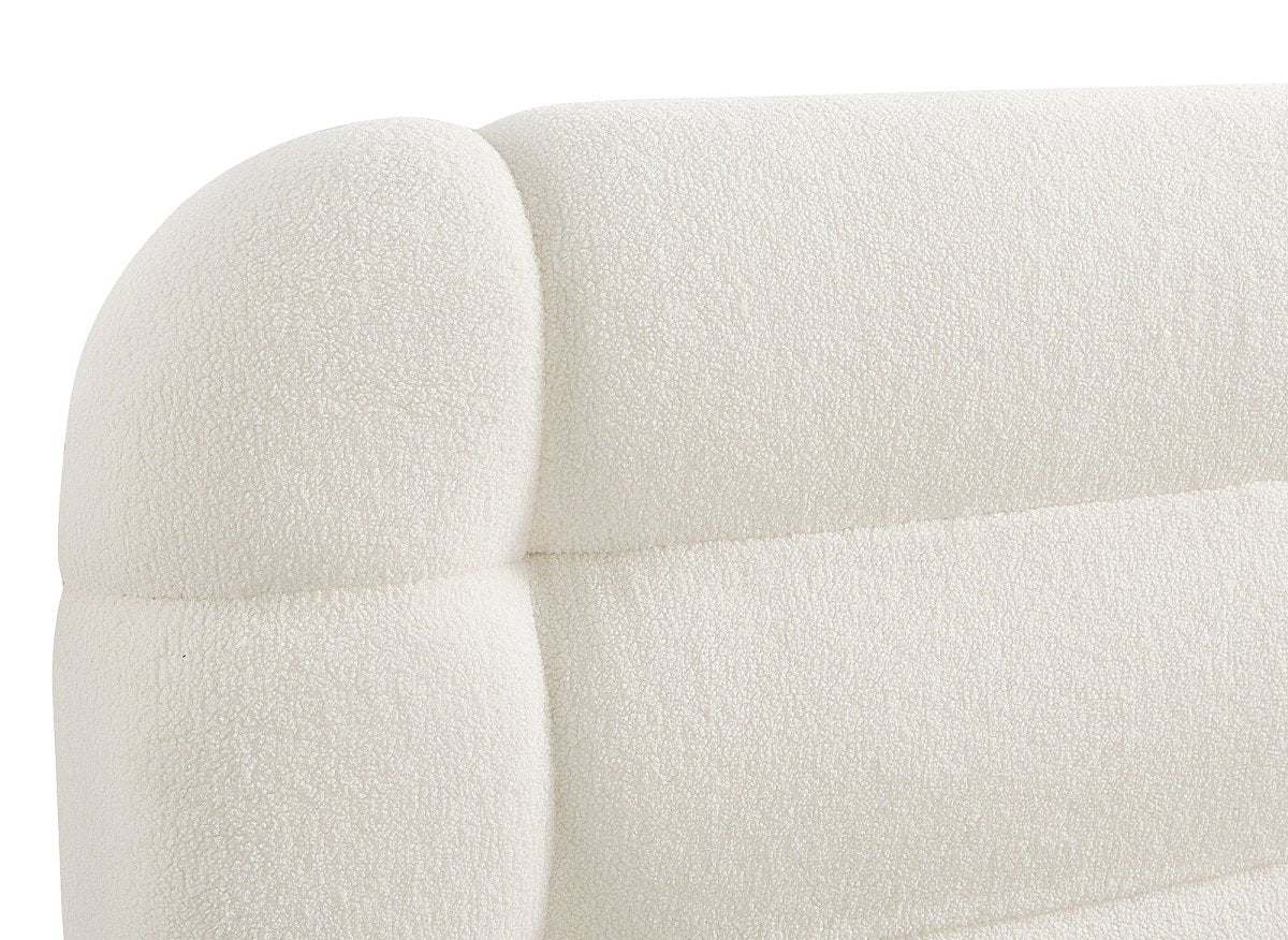 Lit double en tissu bouclette écru 140x190 cm YOURI - DécoInParis