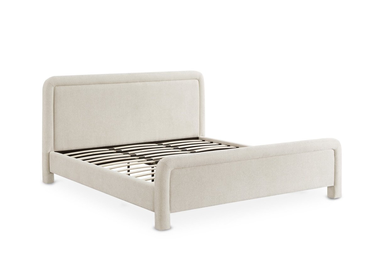 Lit double en tissu doux beige 180 x200 cm ANELA - DécoInParis