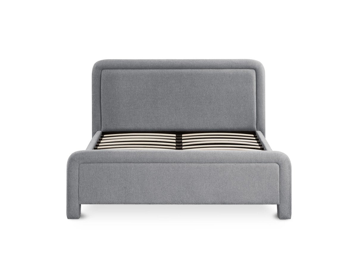 Lit double en tissu doux gris 160 x200 cm ANELA - DécoInParis