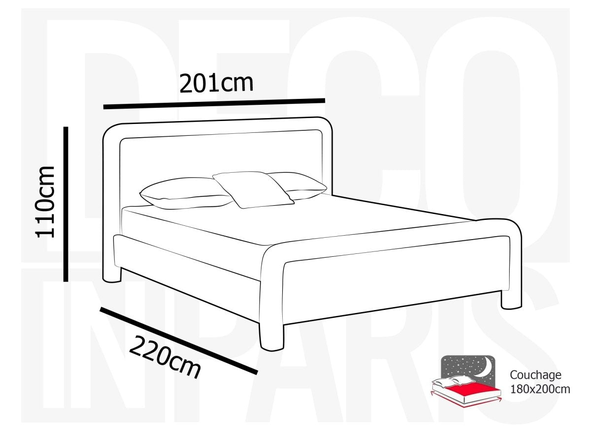 Lit double en tissu doux taupe 180 x200 cm ANELA - DécoInParis