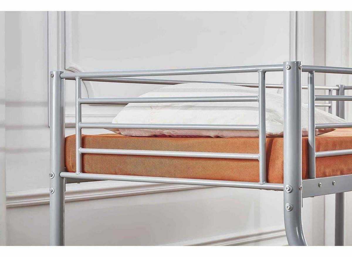 Lit superposé 3 places en métal gris 90 x 190 cm et 140 x 190 cm TRINITY - DécoInParis