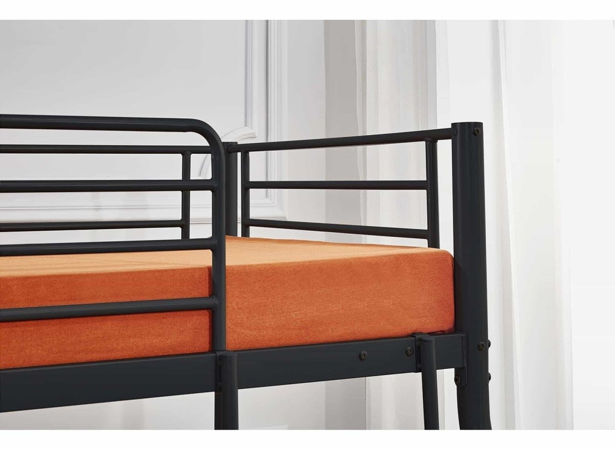 Lit superposé 3 places en métal noir 90 x 190 cm et 140 x 190 cm TRINITY - DécoInParis