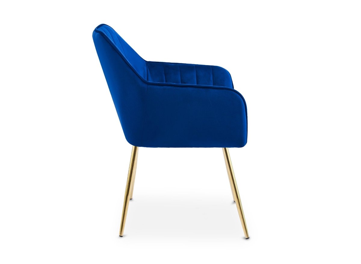 Lot de 2 chaises avec accoudoirs en velours bleu EDWIGE - DécoInParis