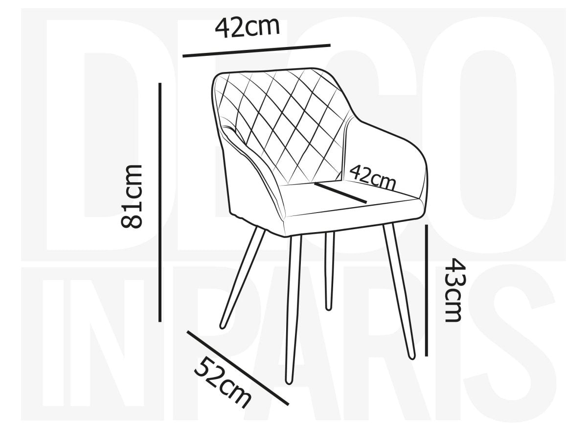 Lot de 2 chaises avec accoudoirs en velours bleu KANA - DécoInParis