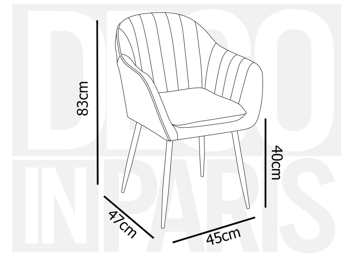 Lot de 2 chaises avec accoudoirs en velours bleu pieds noirs EDWIGE - DécoInParis