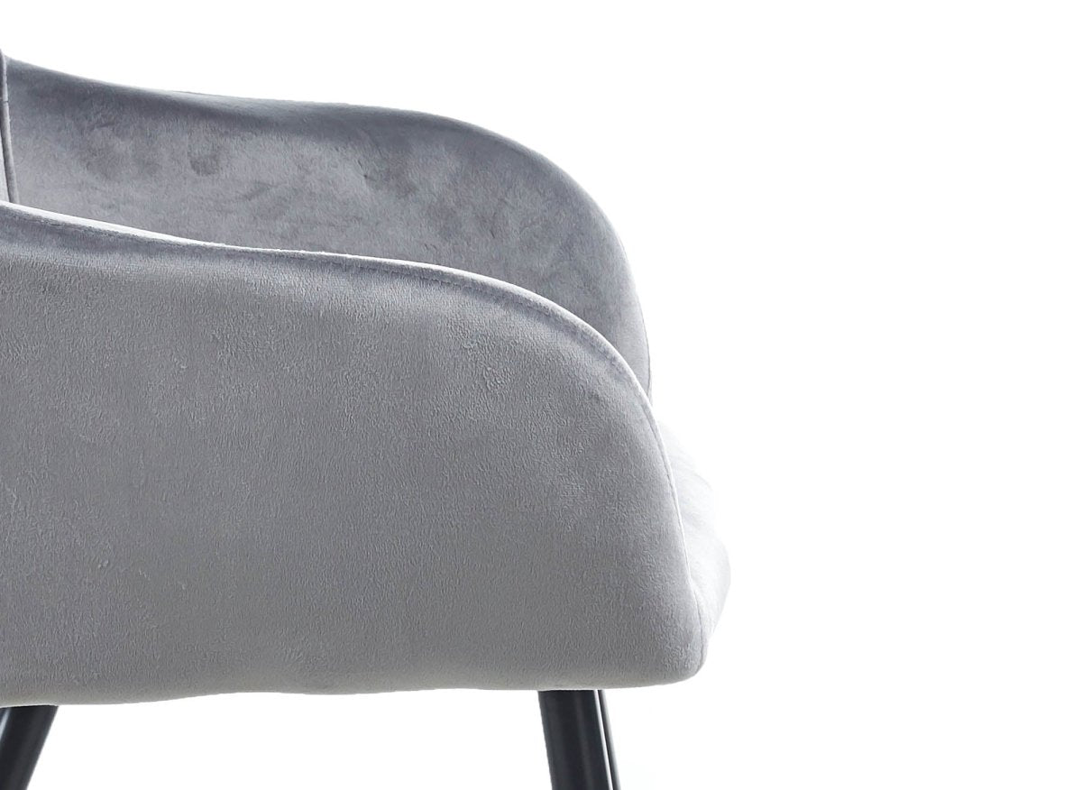 Lot de 2 chaises avec accoudoirs en velours gris KANA - DécoInParis