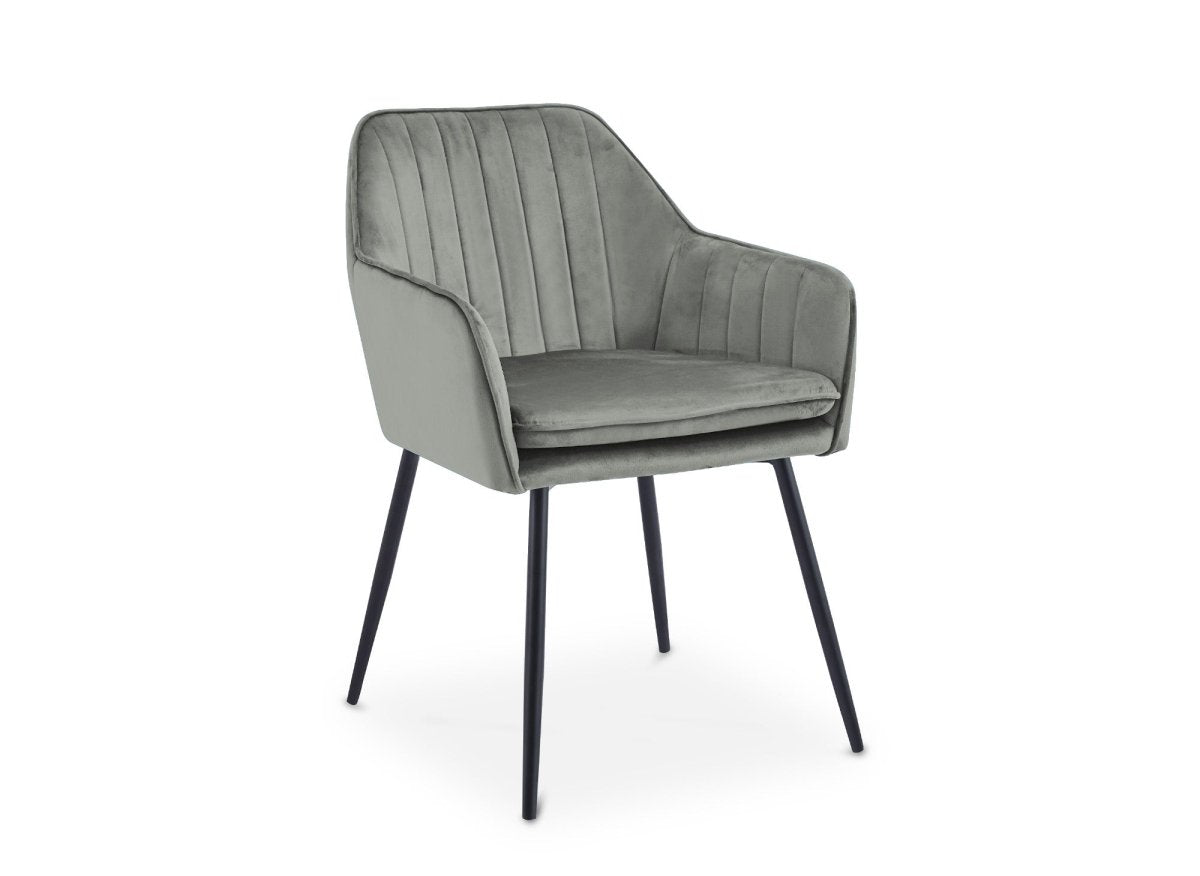 Lot de 2 chaises avec accoudoirs en velours gris pieds noirs EDWIGE - DécoInParis