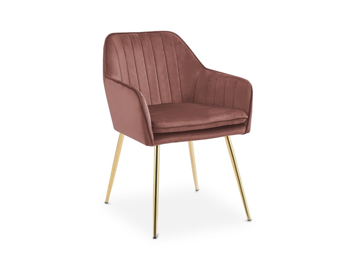 Lot de 2 chaises avec accoudoirs en velours rose EDWIGE - DécoInParis
