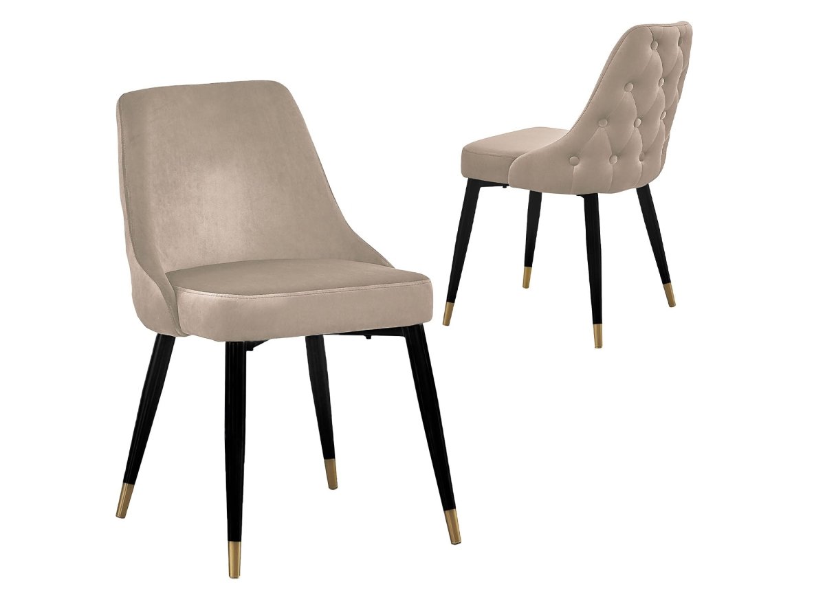 Lot de 2 chaises capitonnées en velours beige DORINA - DécoInParis