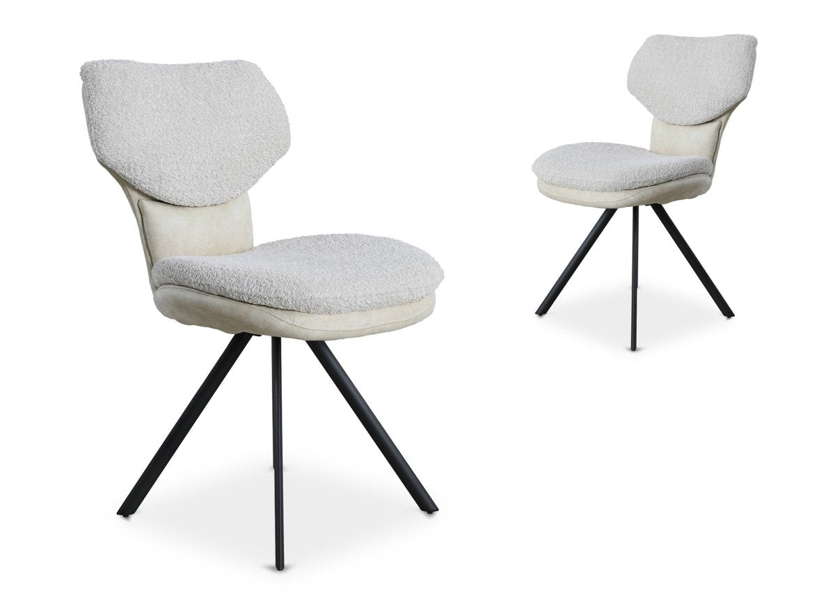 Lot de 2 chaises design en tissu bouclette beige MILIA - DécoInParis