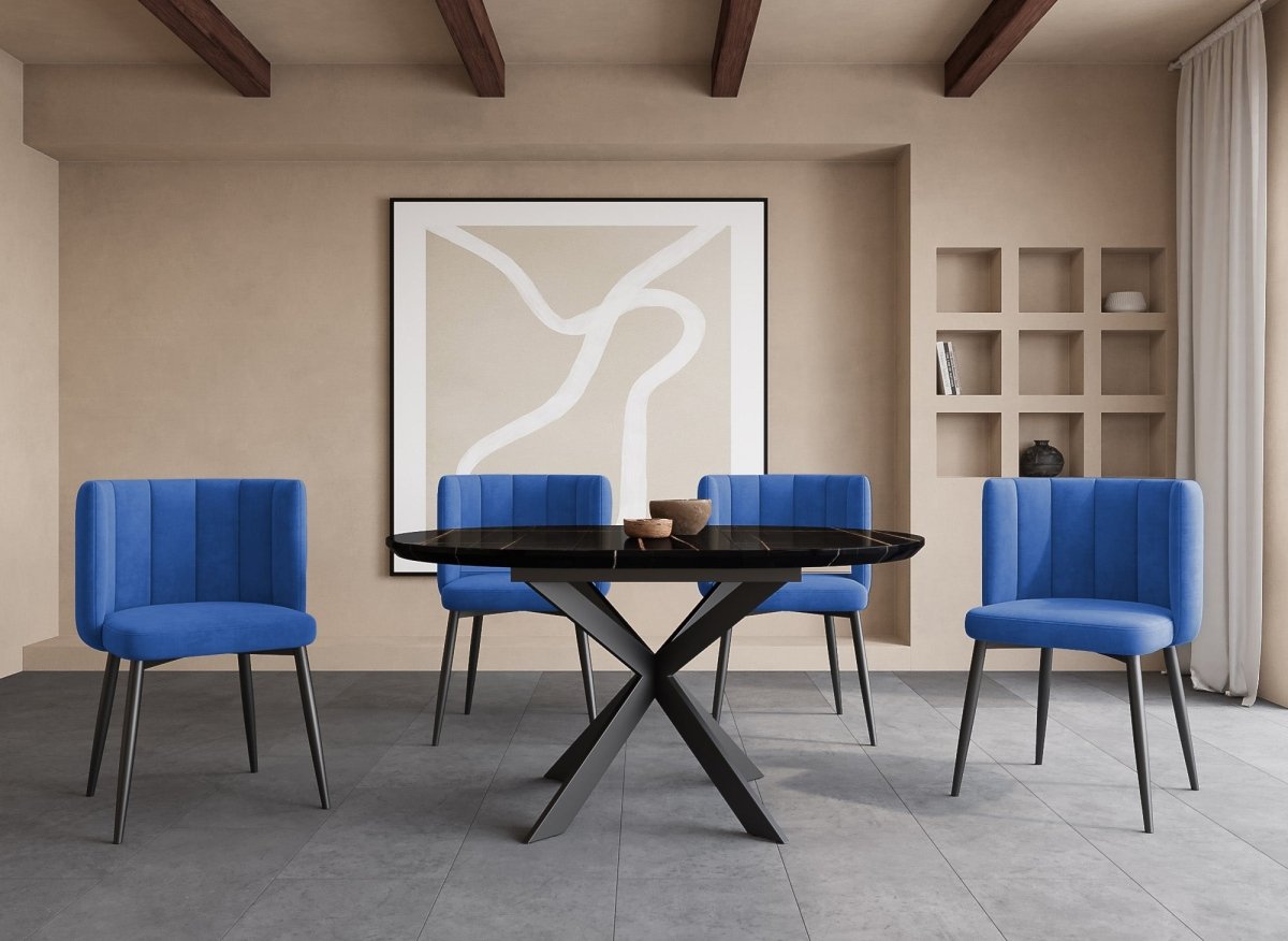 Lot de 2 chaises design en velours bleu DEBBY - DécoInParis