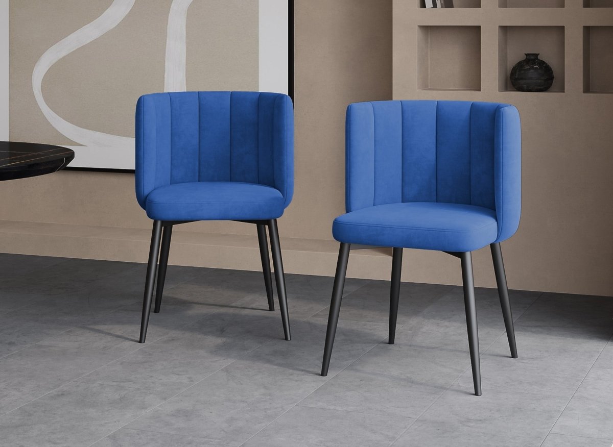 Lot de 2 chaises design en velours bleu DEBBY - DécoInParis