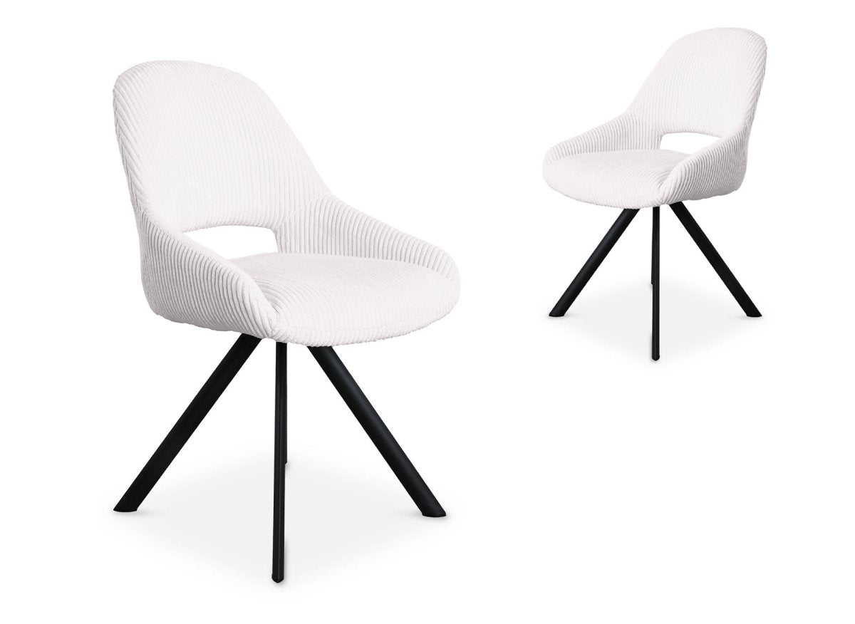 Lot de 2 chaises design en velours côtelé blanc écru SYRA - DécoInParis
