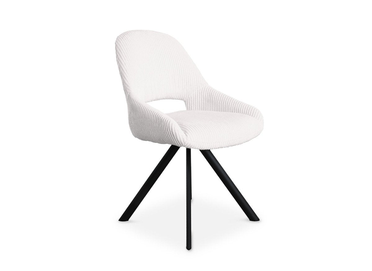 Lot de 2 chaises design en velours côtelé blanc écru SYRA - DécoInParis