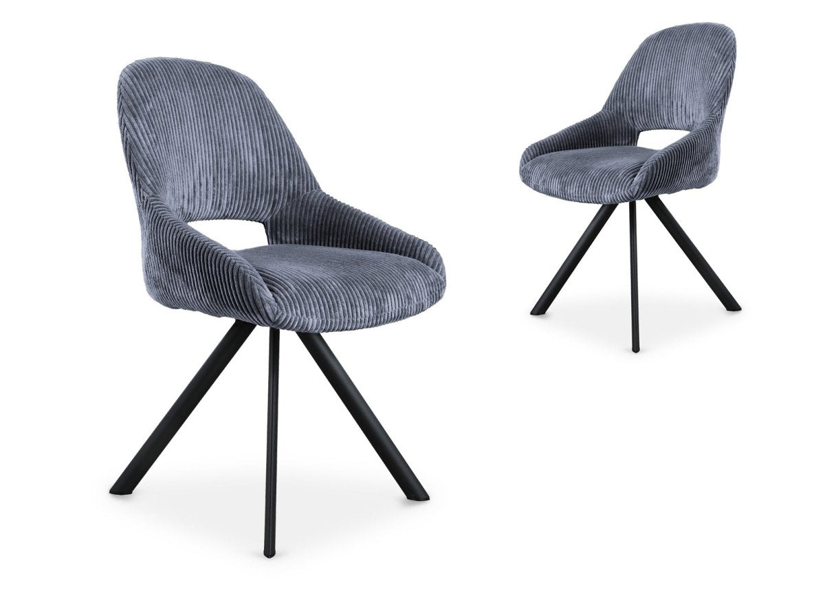 Lot de 2 chaises design en velours côtelé gris SYRA - DécoInParis