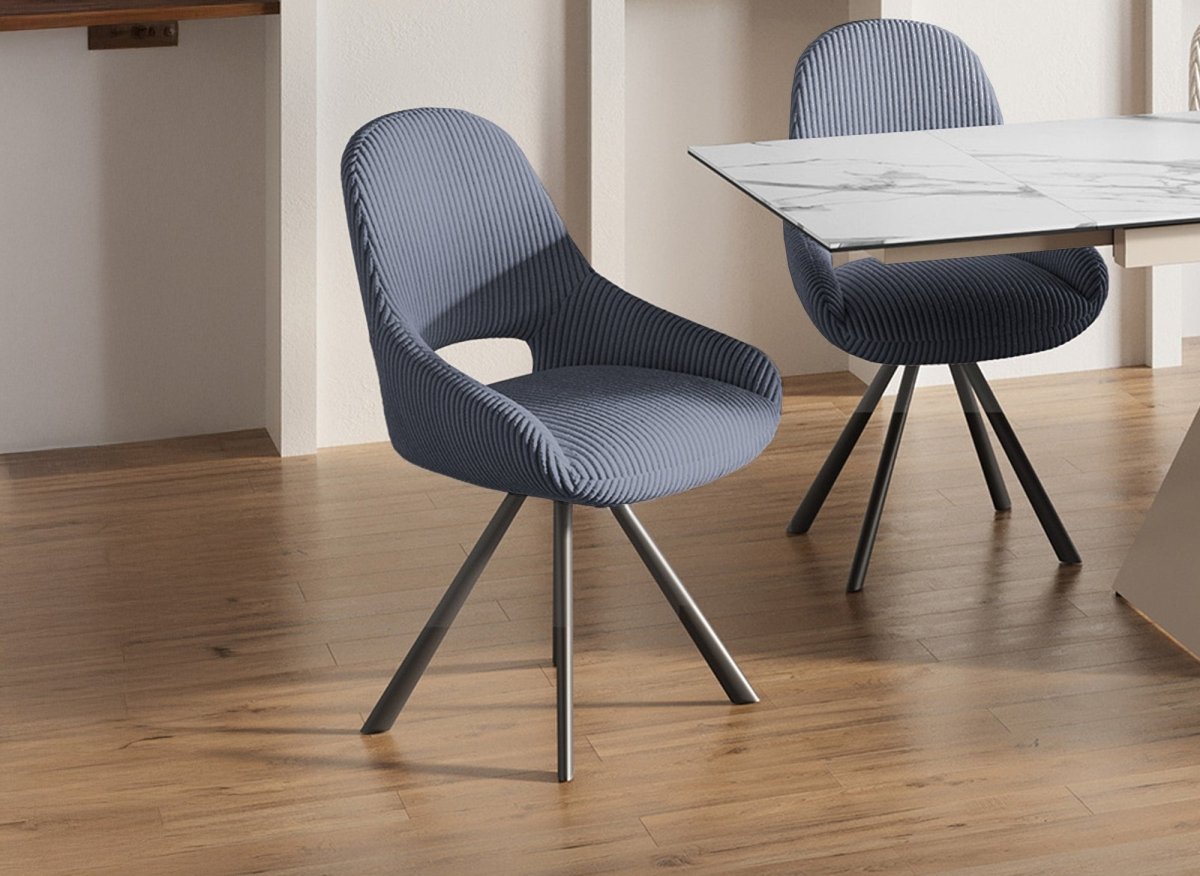 Lot de 2 chaises design en velours côtelé gris SYRA - DécoInParis
