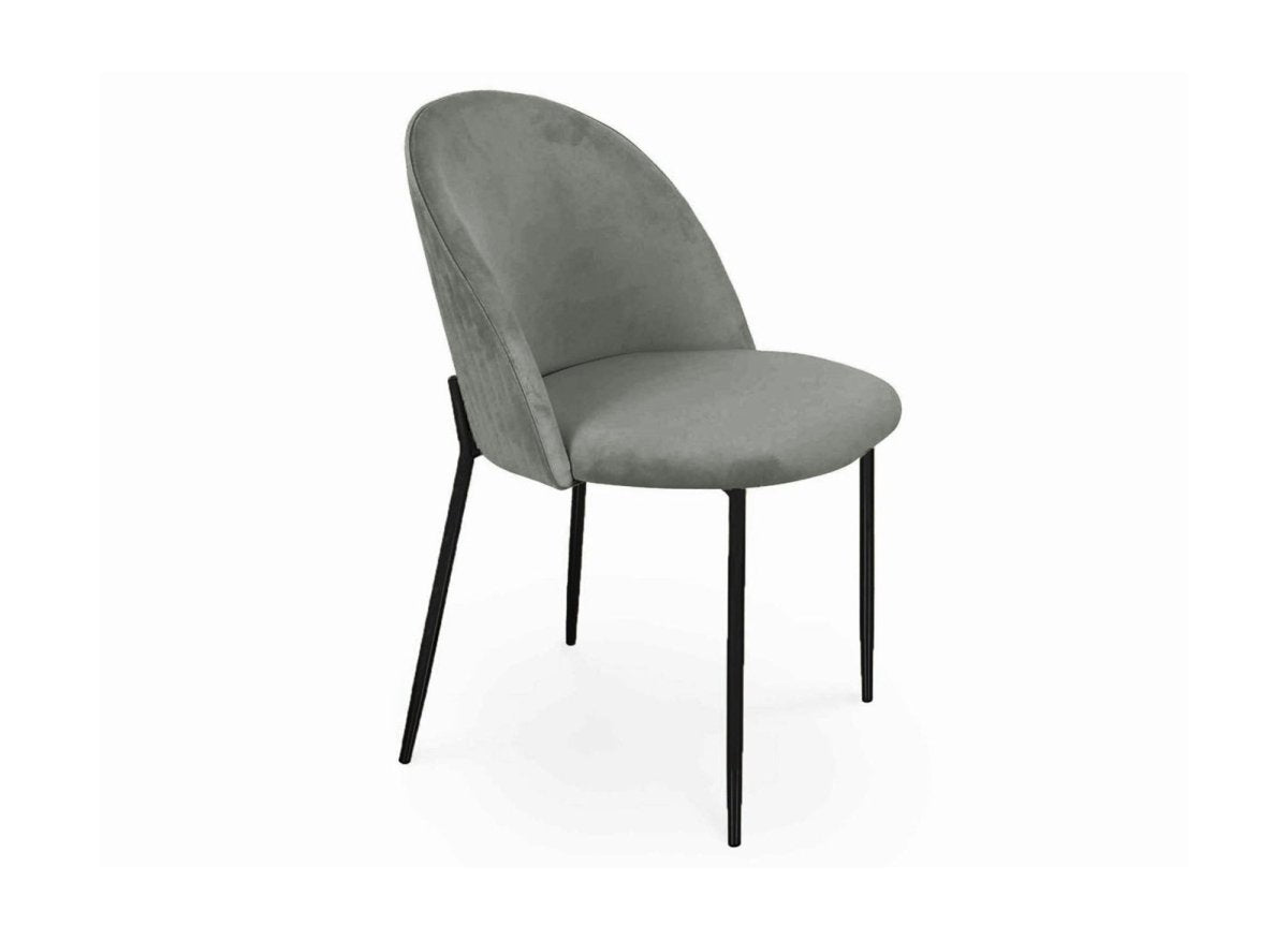 Lot de 2 chaises design en velours gris pieds noirs ARABEL - DécoInParis