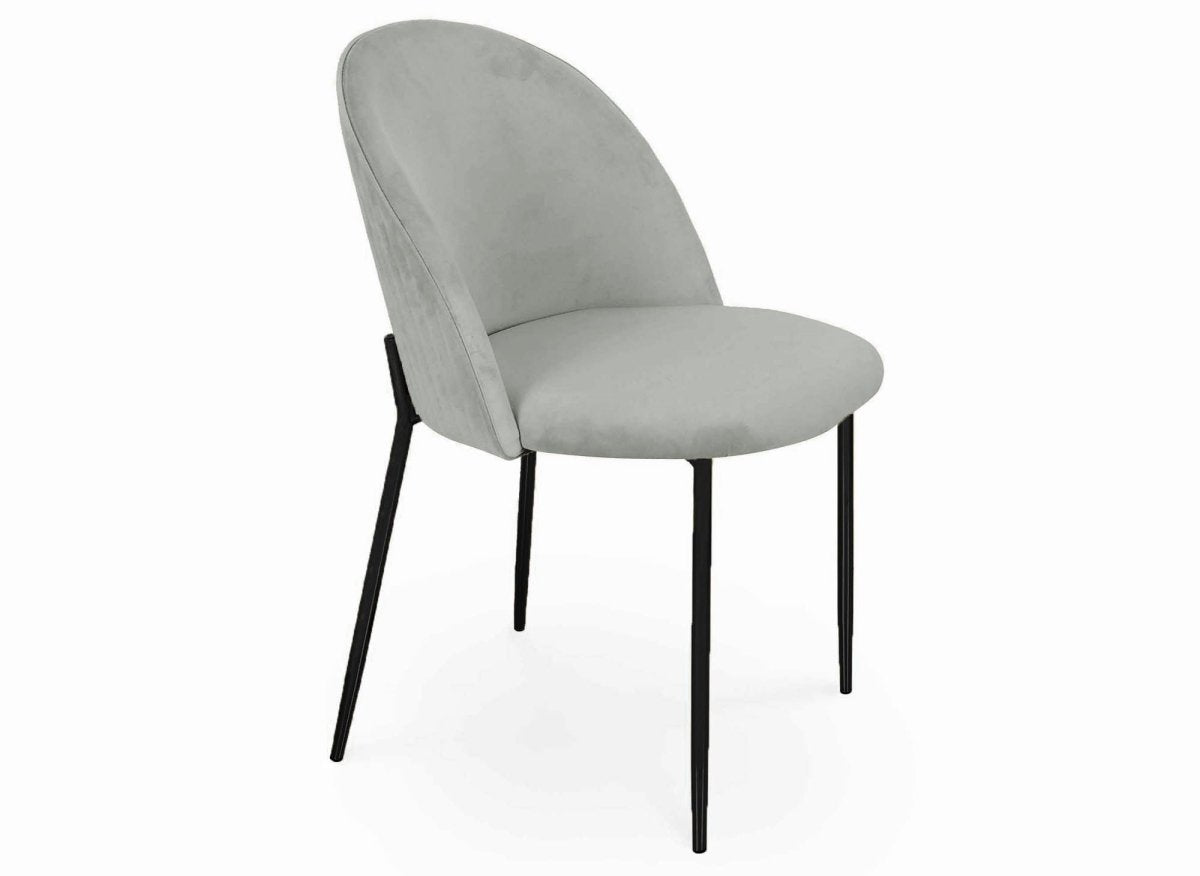 Lot de 2 chaises design en velours gris pieds noirs ARABEL - DécoInParis