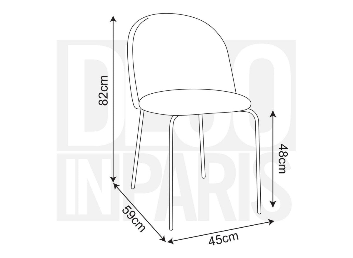 Lot de 2 chaises design en velours gris pieds noirs KENNETH - DécoInParis