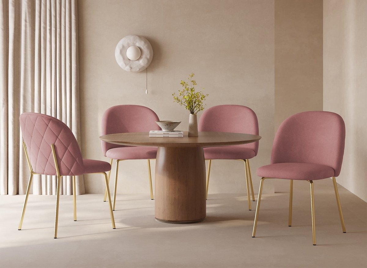 Lot de 2 chaises design en velours rose KENNETH - DécoInParis