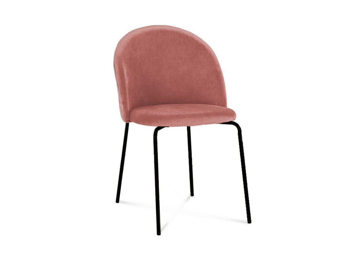 Lot de 2 chaises design en velours rose pieds noirs KENNETH - DécoInParis