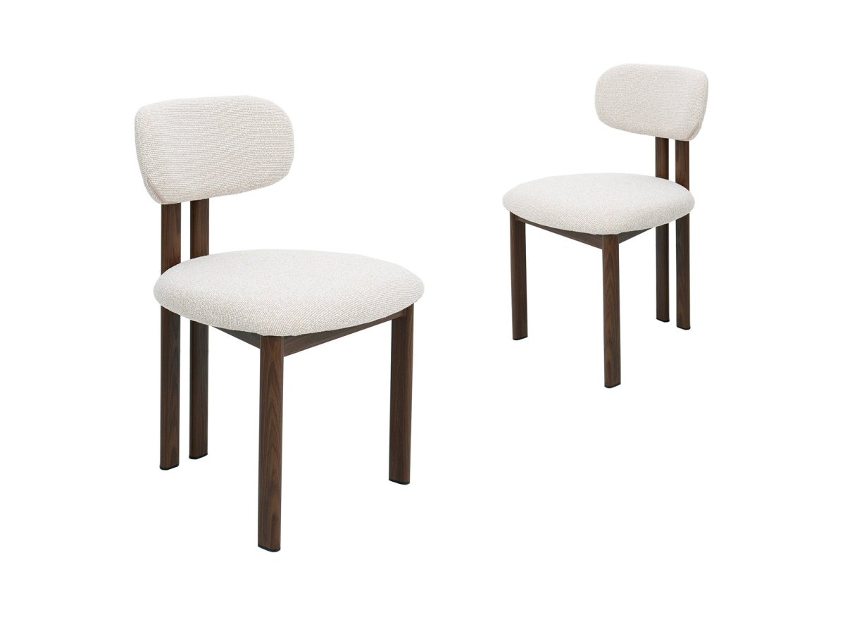 Lot de 2 chaises en tissu texturé écru pieds en métal marron LEONA - DécoInParis
