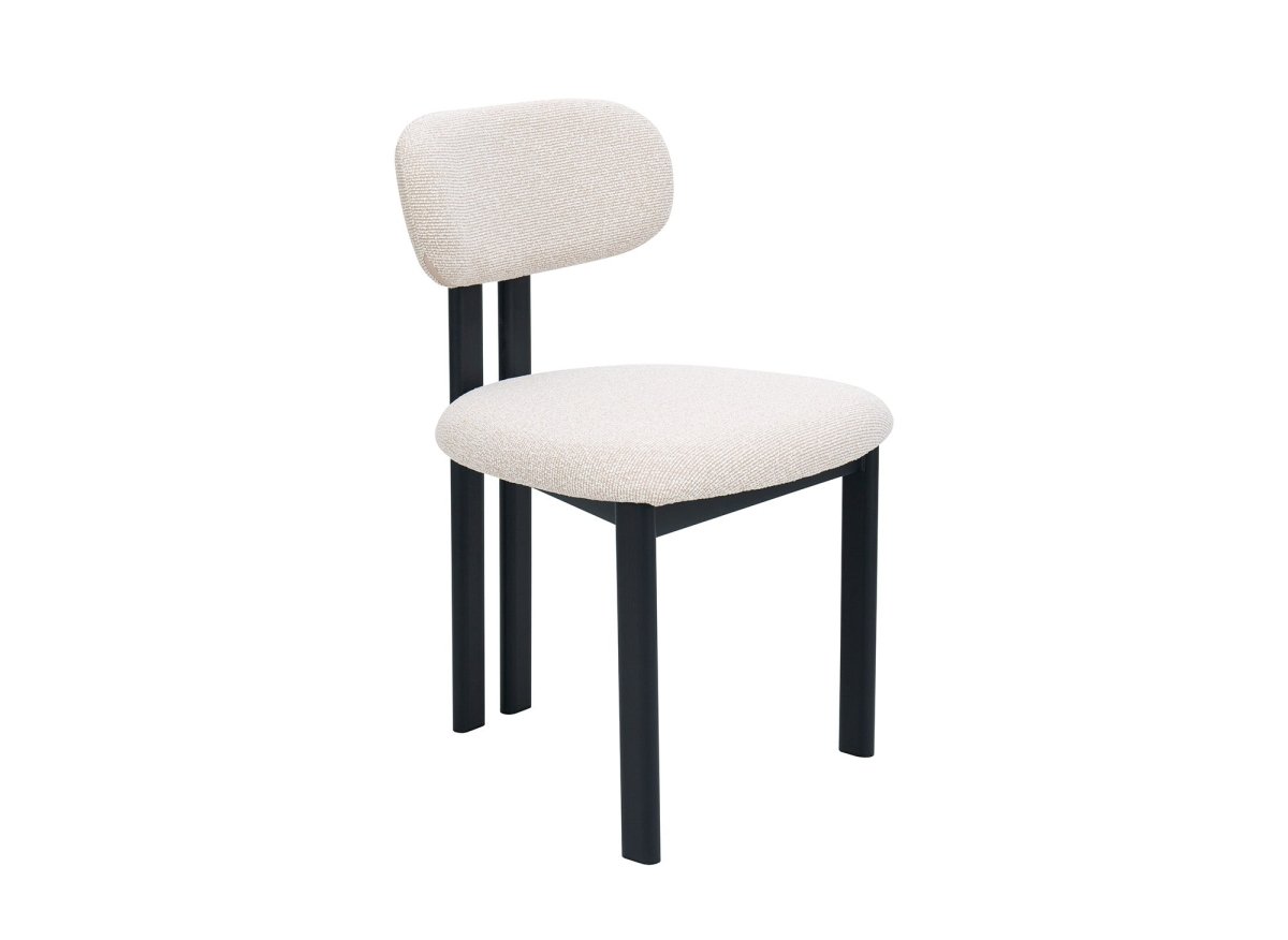 Lot de 2 chaises en tissu texturé écru pieds en métal noir LEONA - DécoInParis