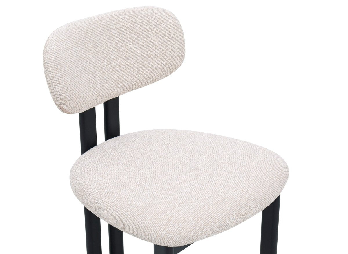 Lot de 2 chaises en tissu texturé écru pieds en métal noir LEONA - DécoInParis