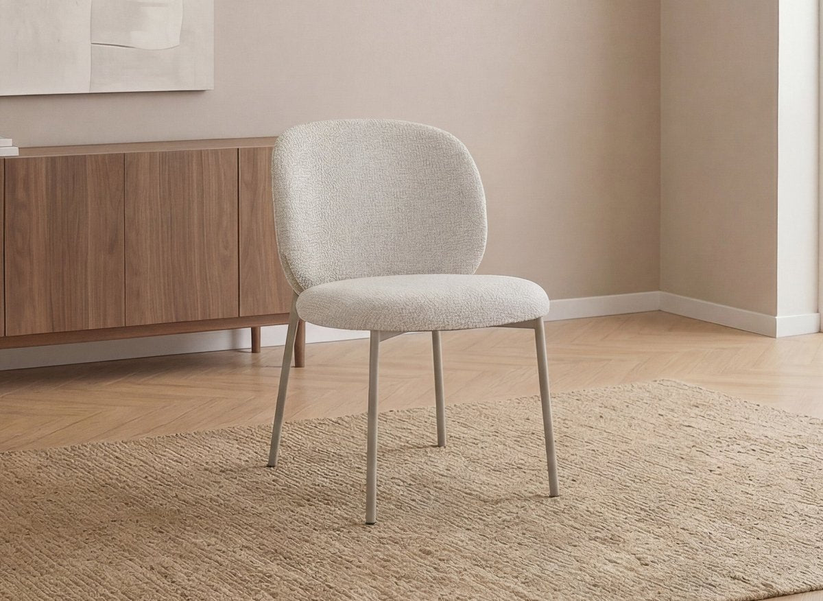 Lot de 2 chaises en tweed écru et pieds en métal gris MARCUS - DécoInParis