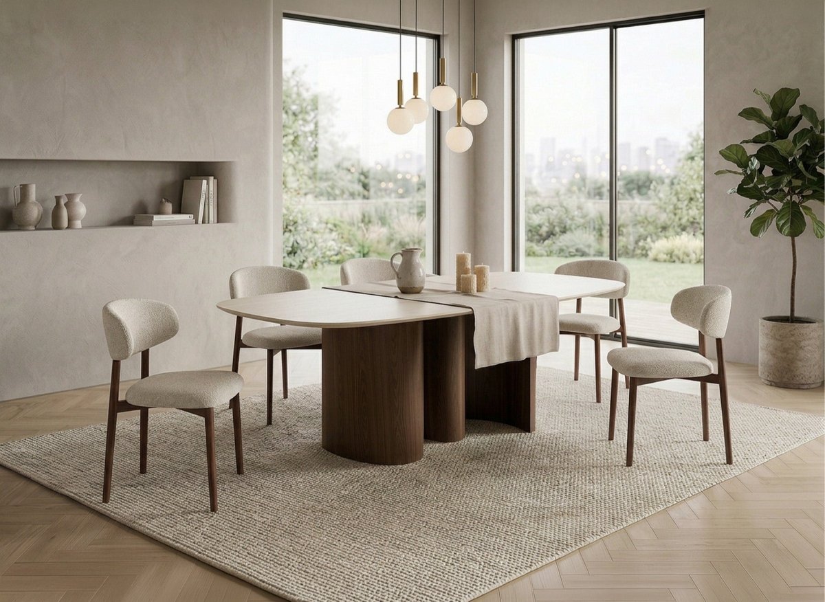 Lot de 2 chaises en tweed écru pieds en métal marron FLAVIA - DécoInParis