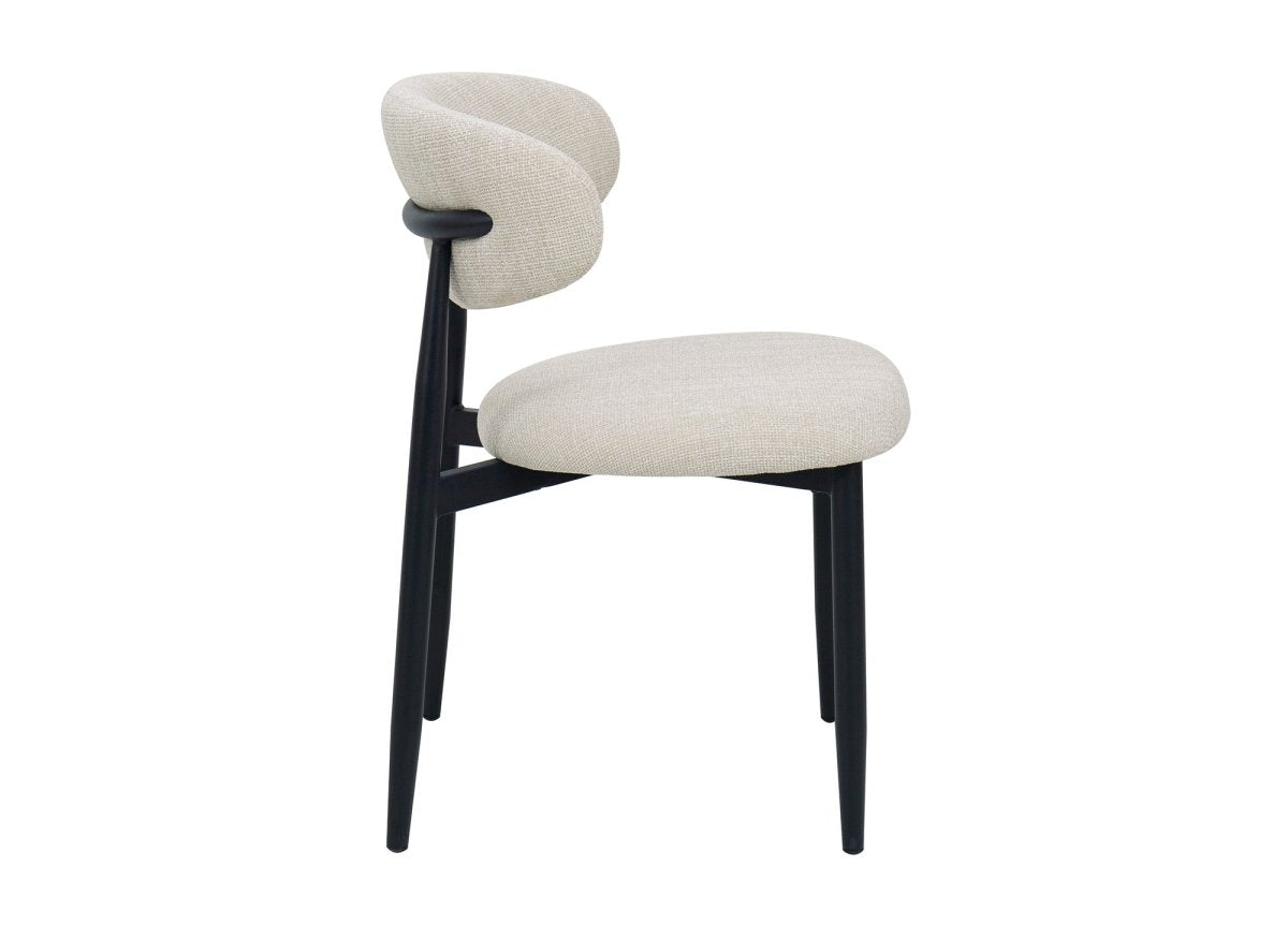 Lot de 2 chaises en tweed écru pieds en métal noir FLAVIA - DécoInParis