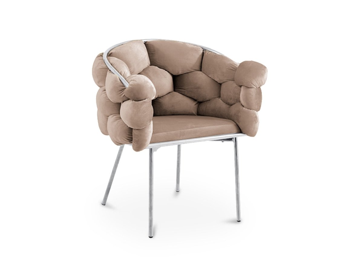 Lot de 2 chaises en velours beige pieds en métal argenté CHARLOTTE - DécoInParis