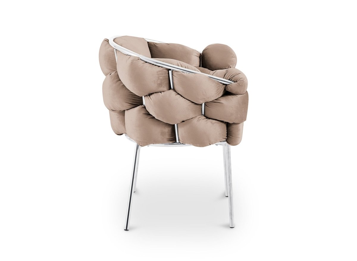 Lot de 2 chaises en velours beige pieds en métal argenté CHARLOTTE - DécoInParis