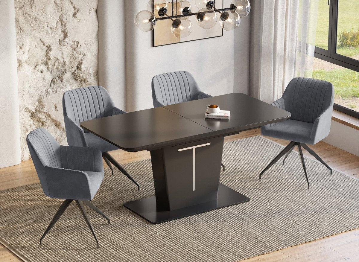 Lot de 2 chaises en velours gris pieds en métal noir RATUS - DécoInParis