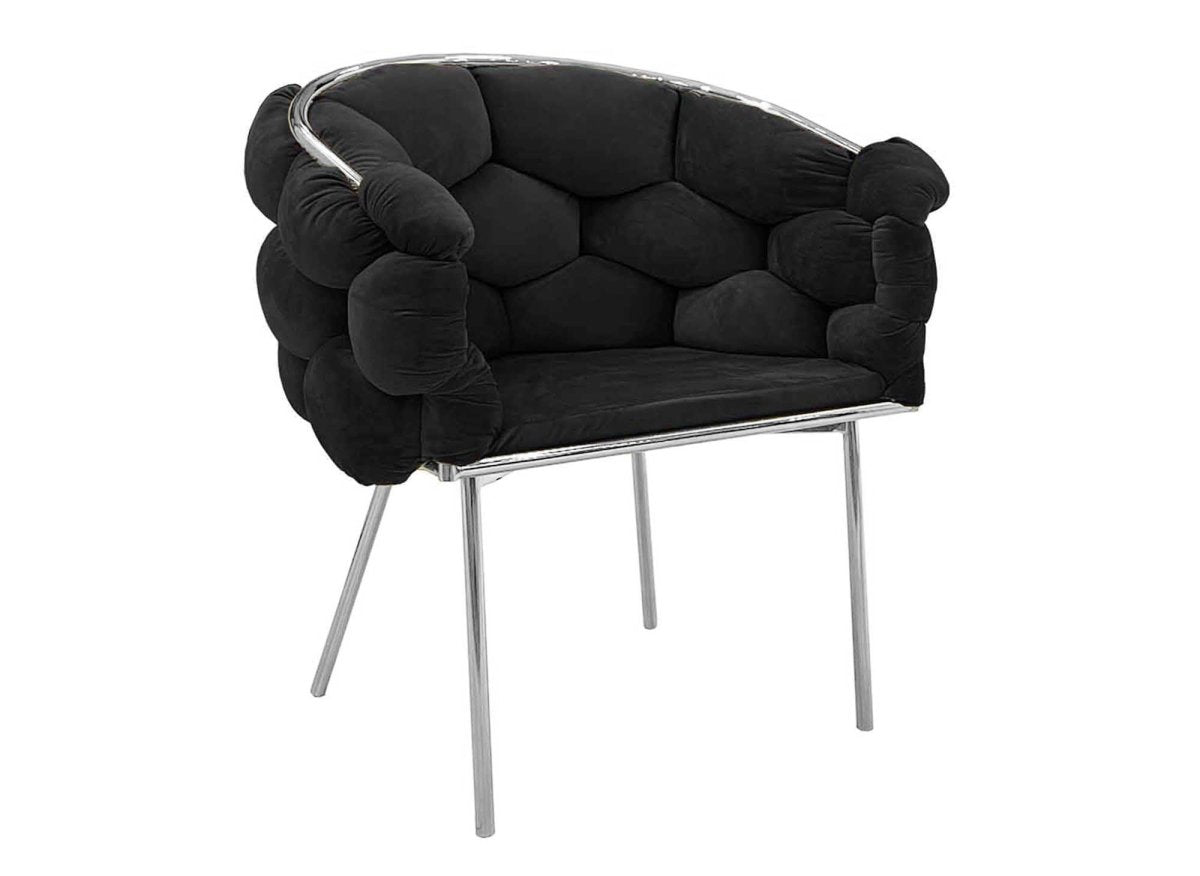 Lot de 2 chaises en velours noir pieds en métal argenté CHARLOTTE - DécoInParis