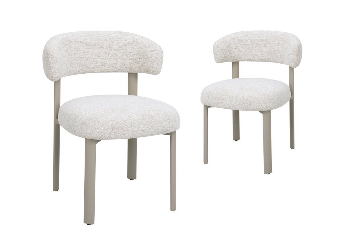 Lot de 2 chaises en velours tissé écru pieds en métal gris LOUISA - DécoInParis
