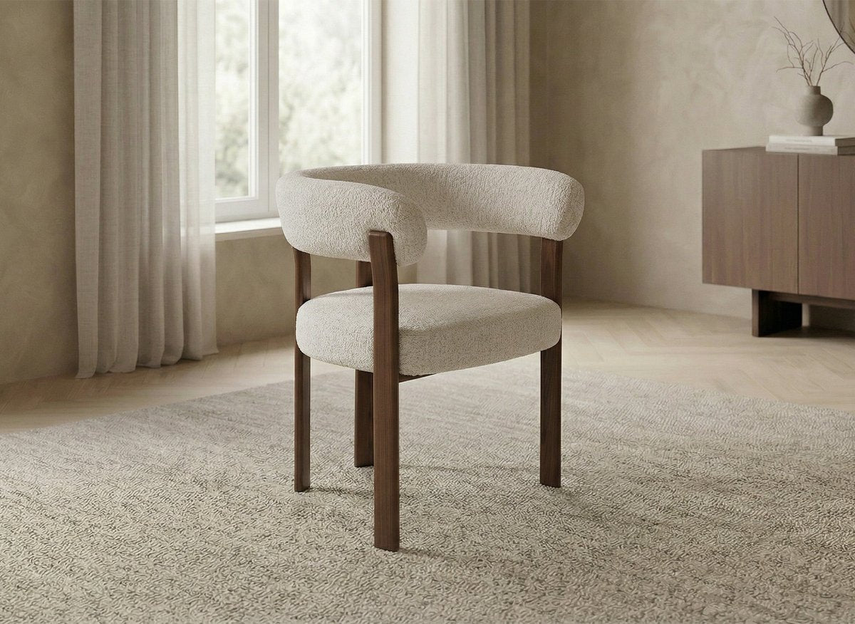 Lot de 2 chaises en velours tissé écru pieds en métal marron DIEGO - DécoInParis