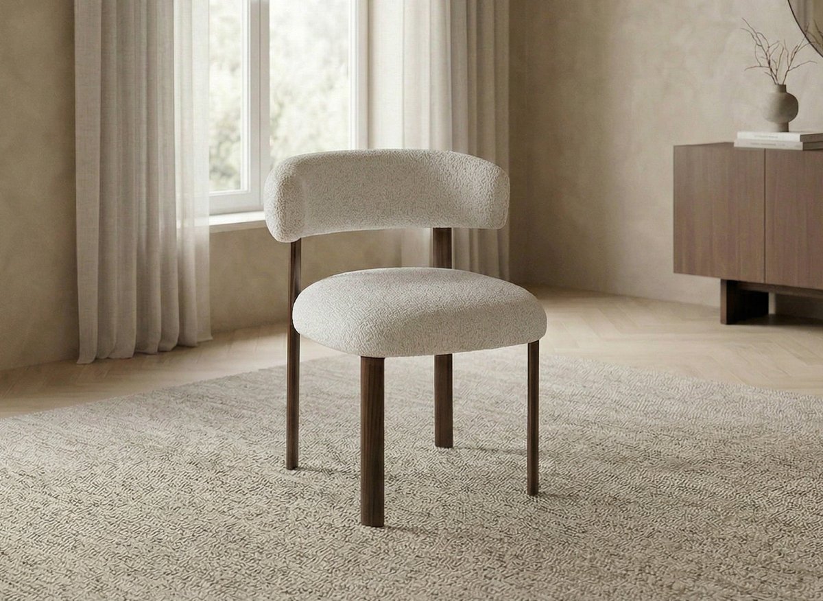 Lot de 2 chaises en velours tissé écru pieds en métal marron LOUISA - DécoInParis