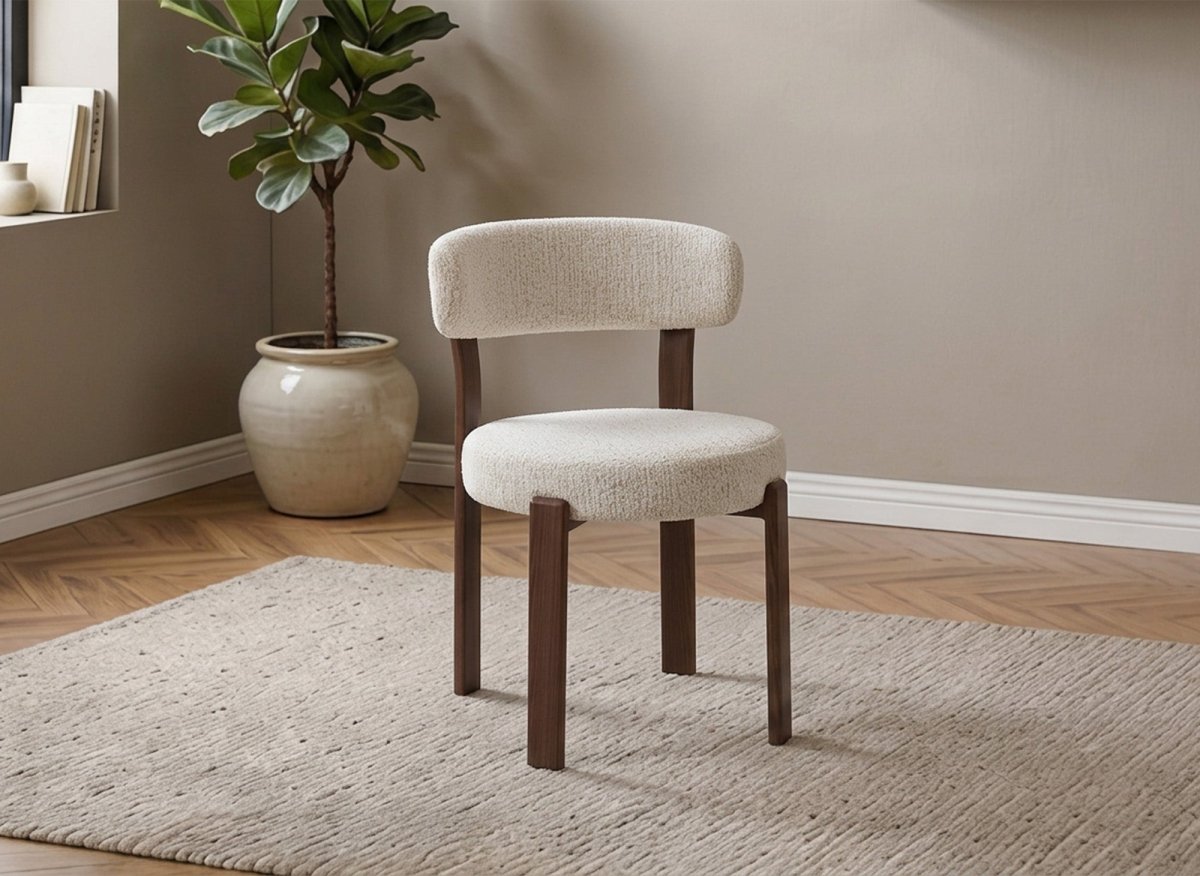 Lot de 2 chaises en velours tissé écru pieds en métal marron MARYSE - DécoInParis