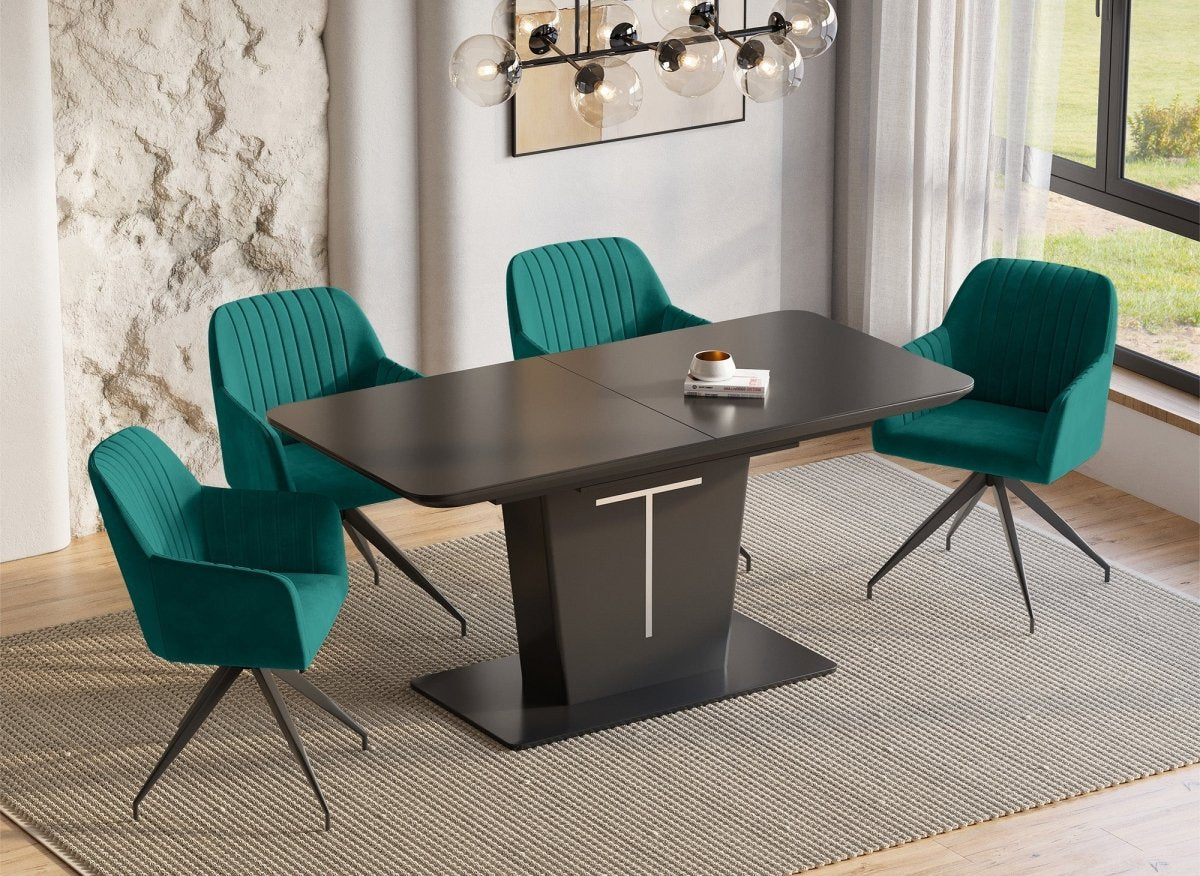 Lot de 2 chaises en velours vert pieds en métal noir RATUS - DécoInParis